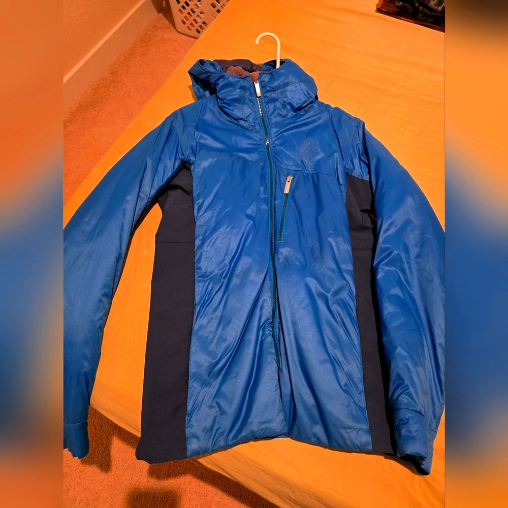 Blue Performance Jacket with Hood and High Collar